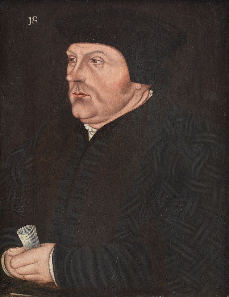 Portrait of Thomas Cromwell, half-length, in fur-trimmed costume by English School