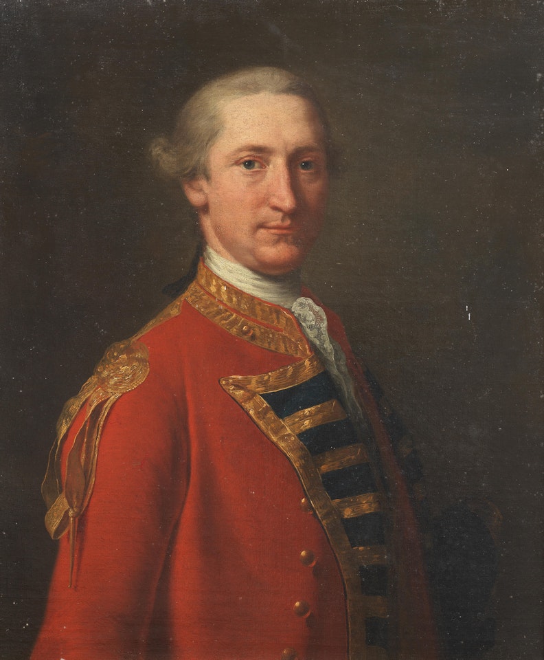Portrait of Lt. Col. William Egerton, half-length, in military uniform by William Hoare of Bath
