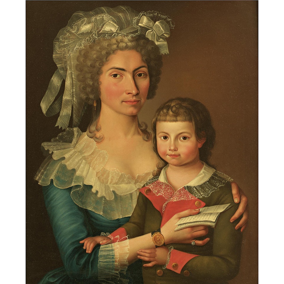 Portrait Of A Mother And Son by German School