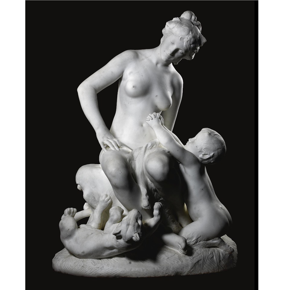 Life Size Bacchante And Young Faun by Marius Jean Antonin Mercie