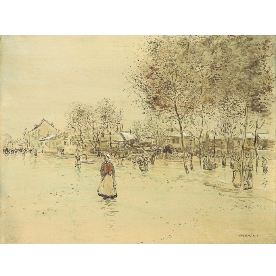 A Lively Square In Gennevilliers, Near Paris by Jean Francois Raffaelli