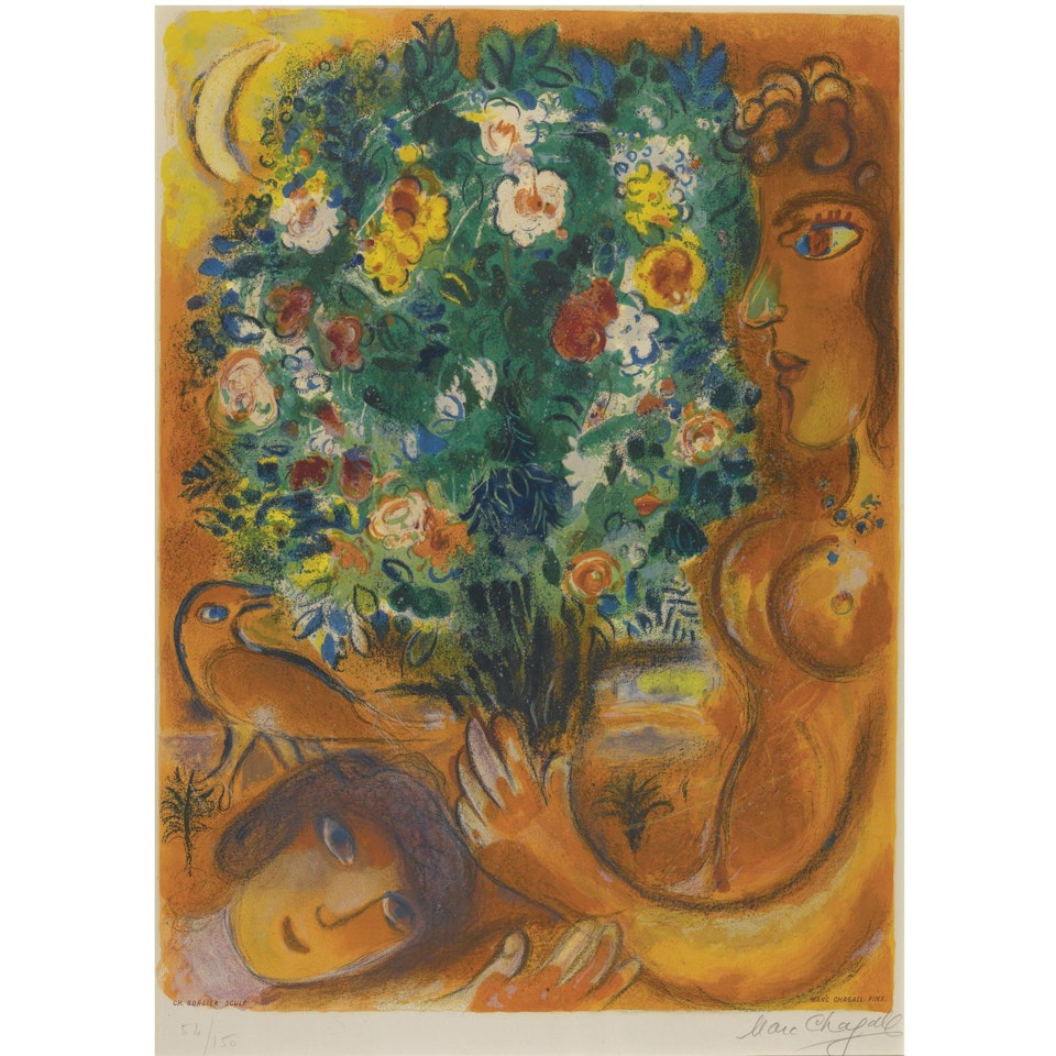 Femme Au Bouquet (Mourlot C.s. 37) by Marc Chagall by Charles Sorlier