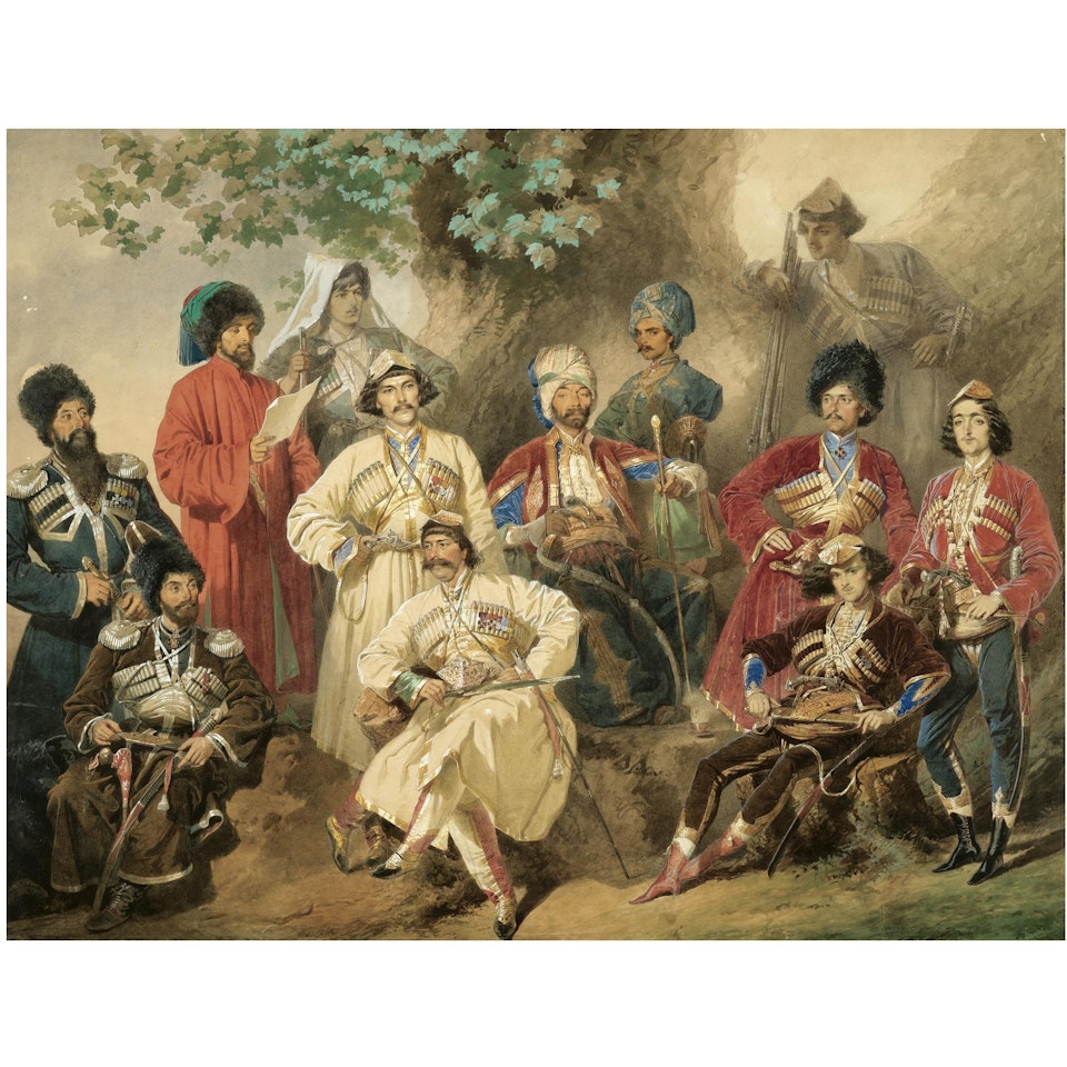 Military Group Portrait by Mihaly von Zichy