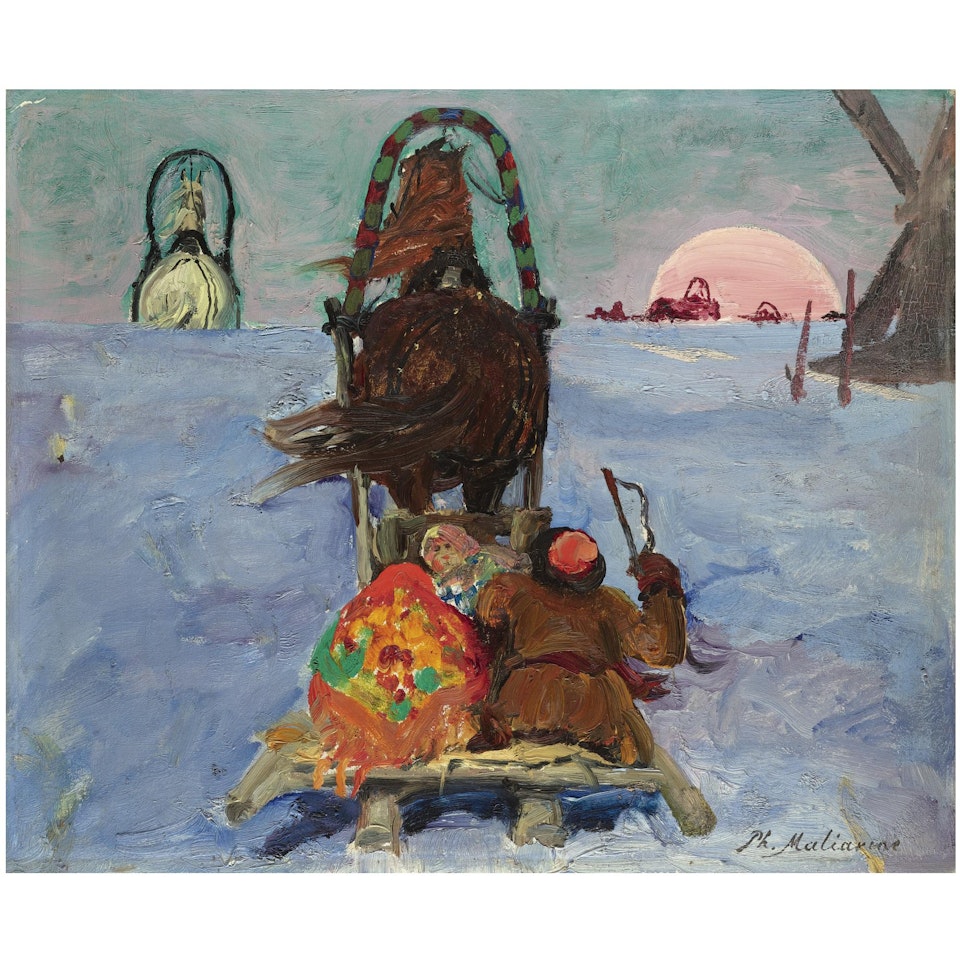 Winter Landscape With Sleigh by Filip Malyavin
