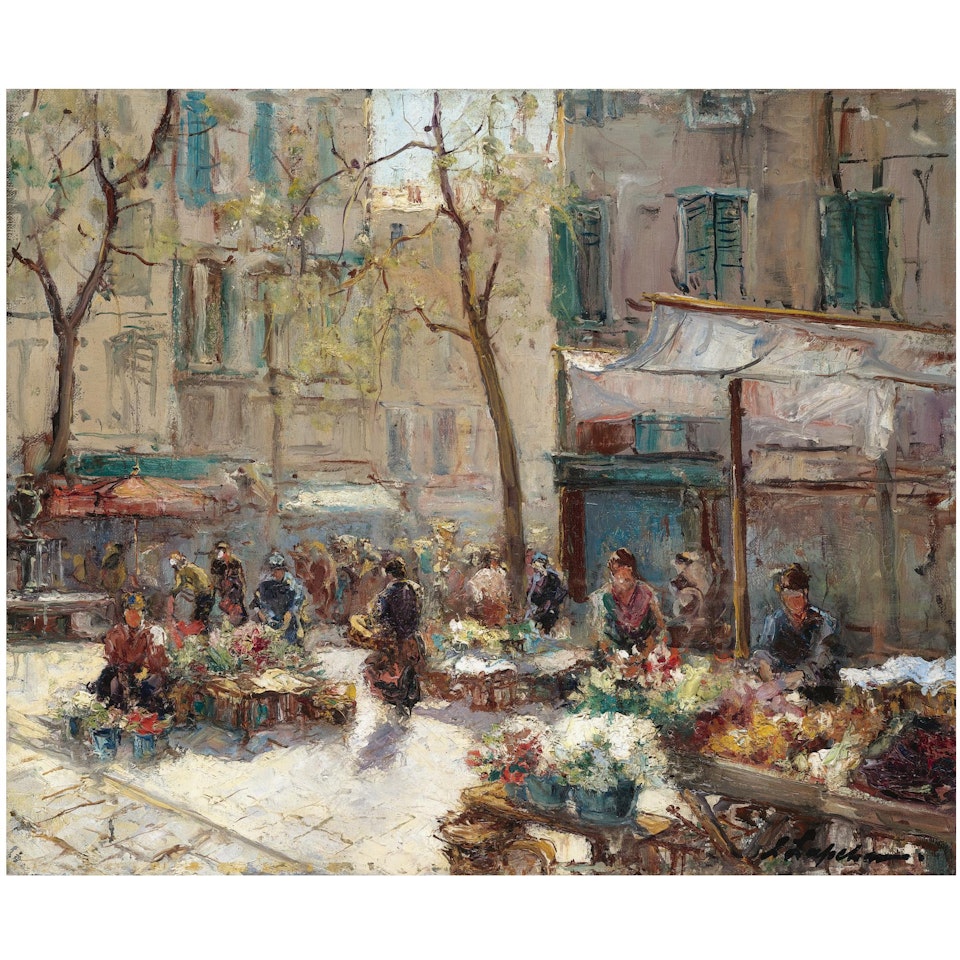 Flower Market In Paris by Georgij Aleksandrovic Lapschin