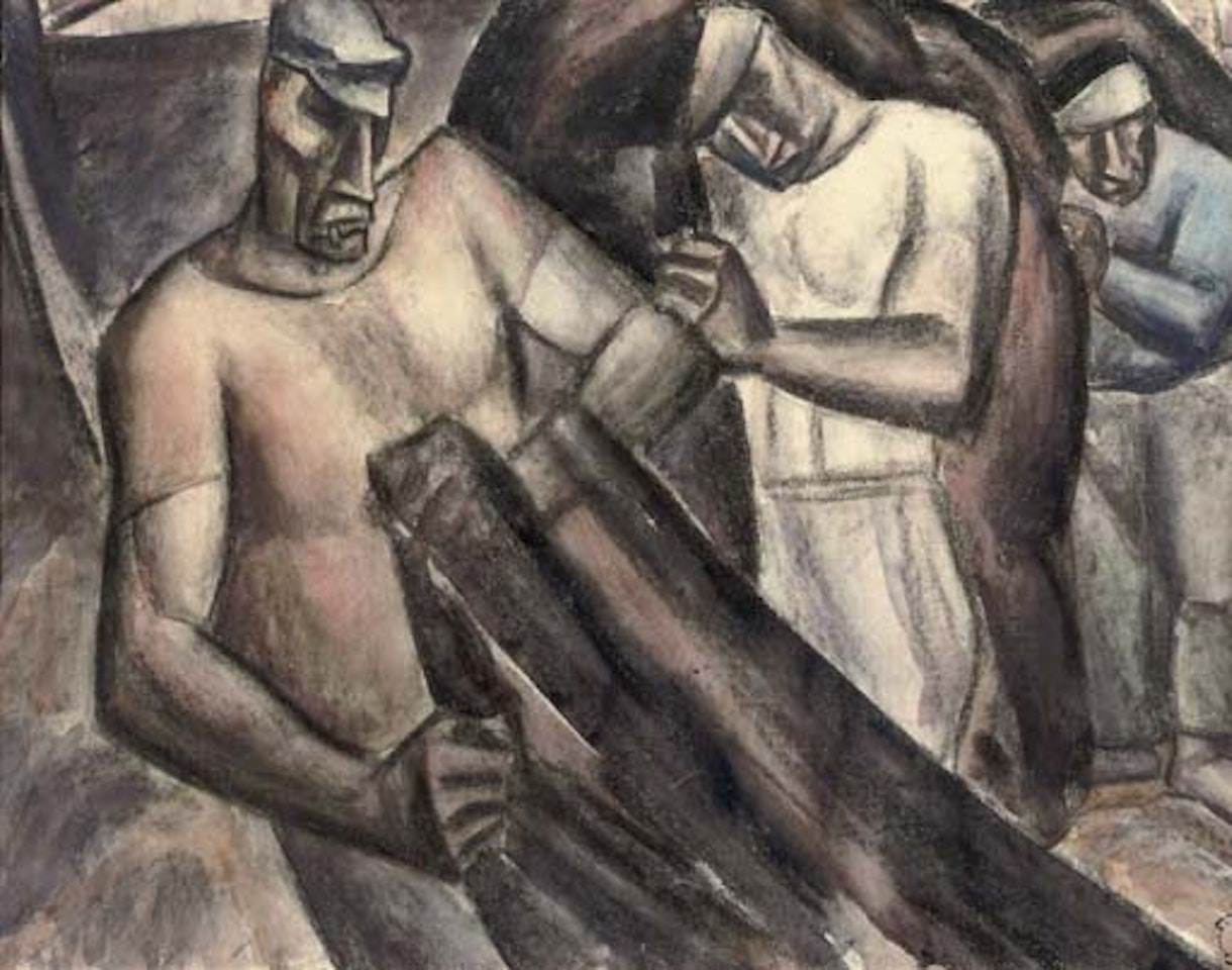Fisherman carrying nets in Positano, Italy by Leo Gestel