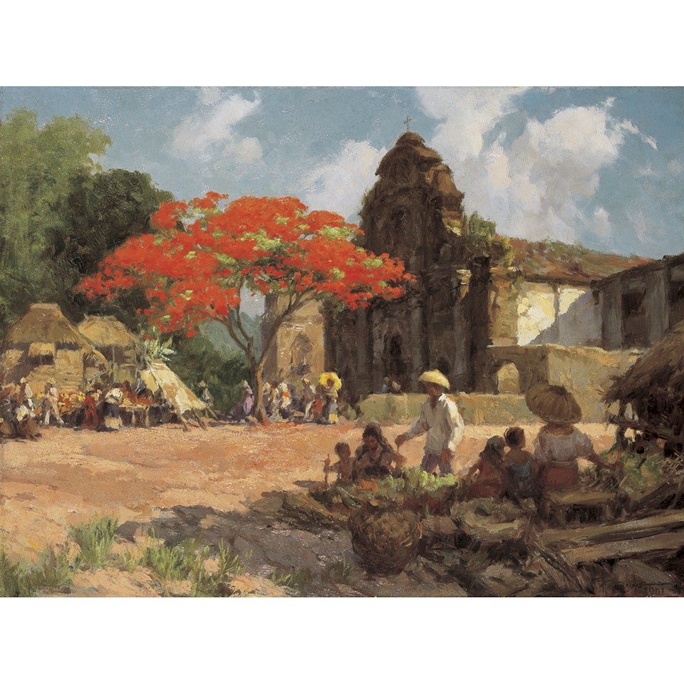 Church Courtyard by Fernando Amorsolo