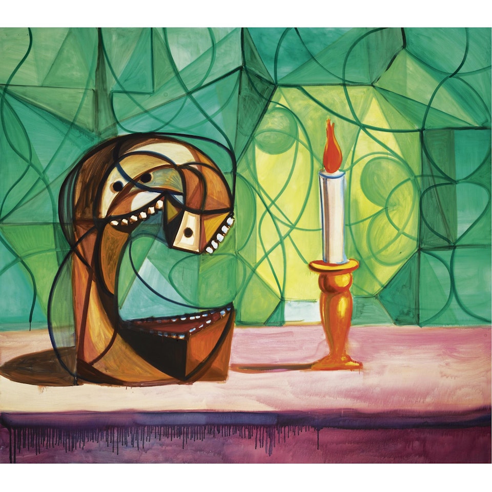 Skull With Candle by George Condo