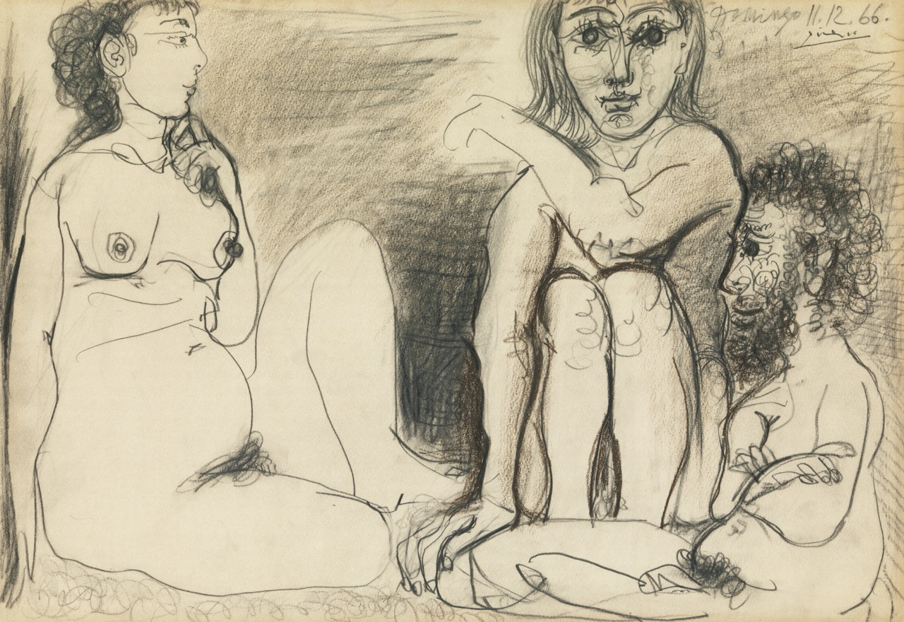 TROIS PERSONNAGES NUS ASSIS by Pablo Picasso