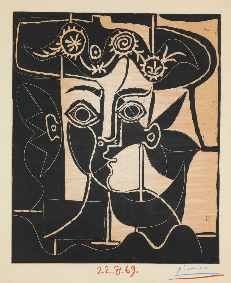 GRAND TÊTE DE FEMME AU CHAPEAU ORNÉ by Pablo Picasso