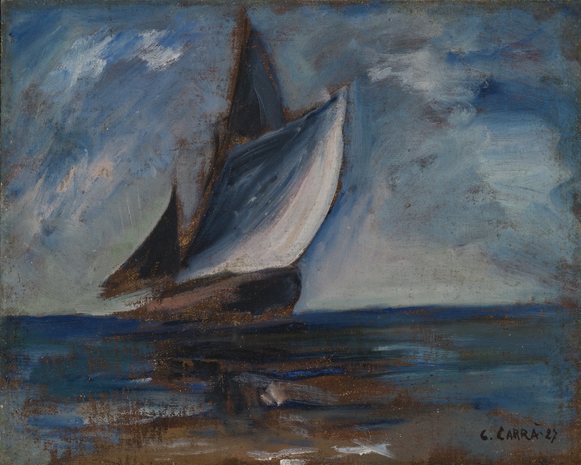 MARINA CON VELIERO by Carlo Carra