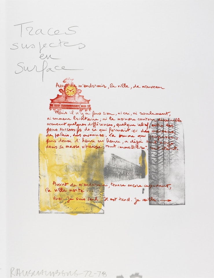 TRACES SUSPECTES EN SURFACE by Robert Rauschenberg