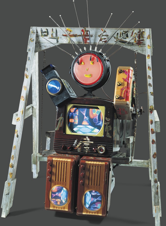 ROBOT ON A SWING by Nam June Paik