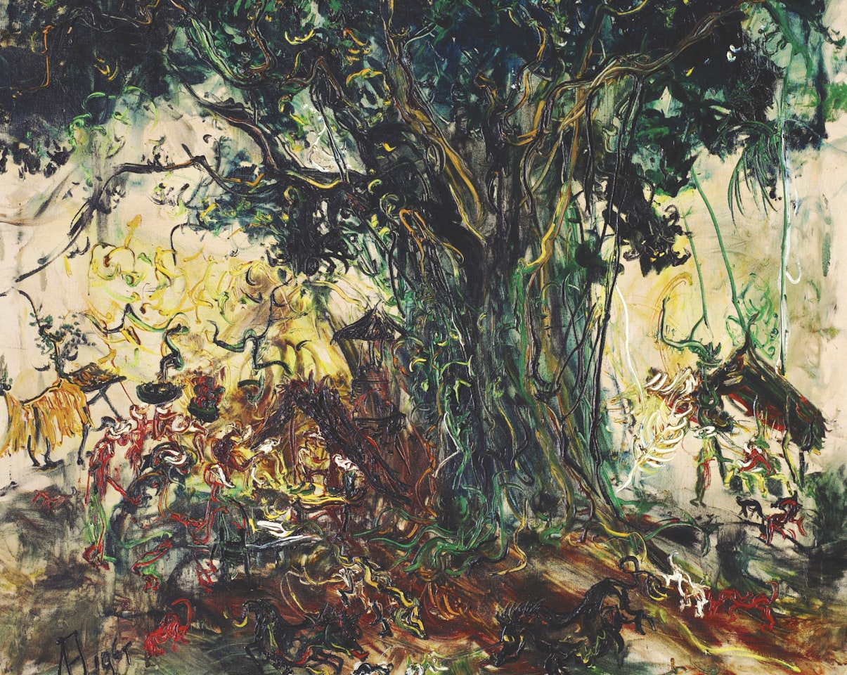 PASAR DI BAWAH BERINGIN (MARKET BELOW THE BANYAN TREE) by Affandi