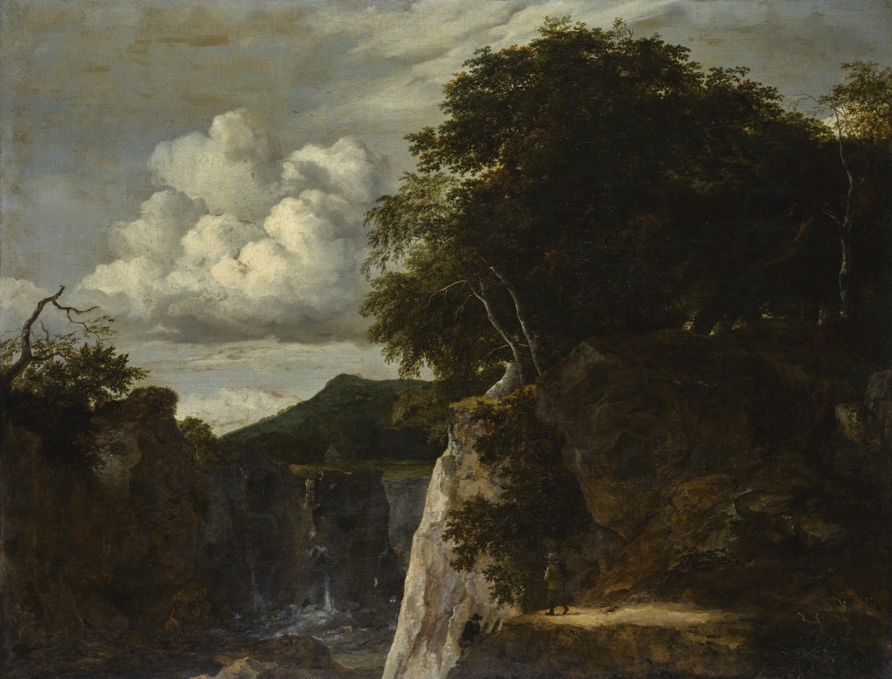 ROCKY LANDSCAPE WITH A RIVER GORGE AND WATERFALL by Jan Van Kessel The Elder