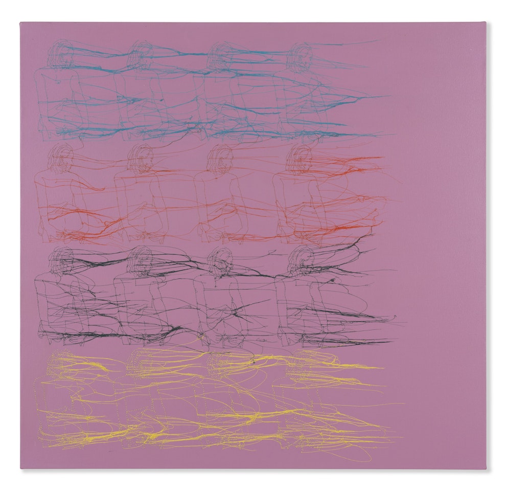 Untitled (Violet et 4 Couleures sur le côté) by Ghada Amer
