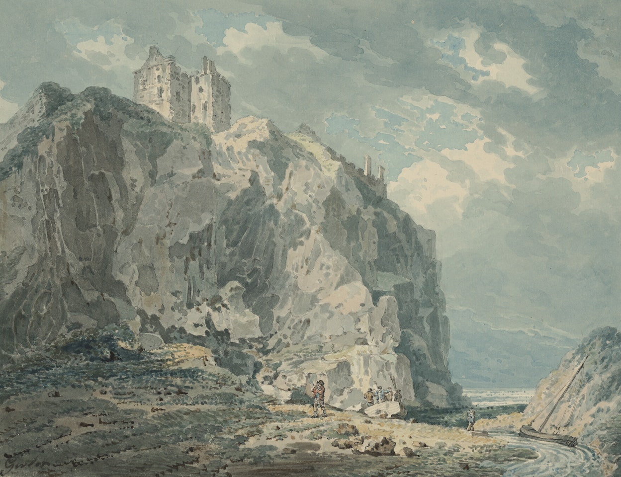 Dunnottar Castle, Kincardine by Thomas Girtin