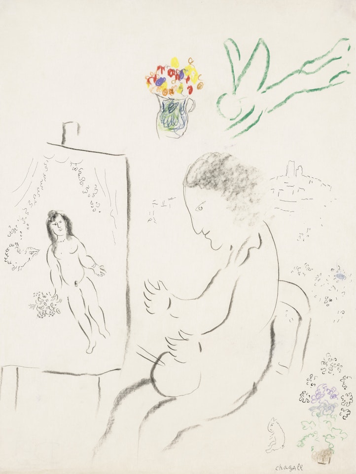 Peintre au chevalet et son nu by Marc Chagall