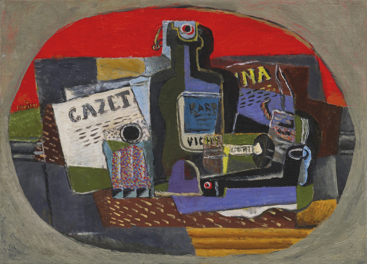 Bouteille et journal by Henri Hayden