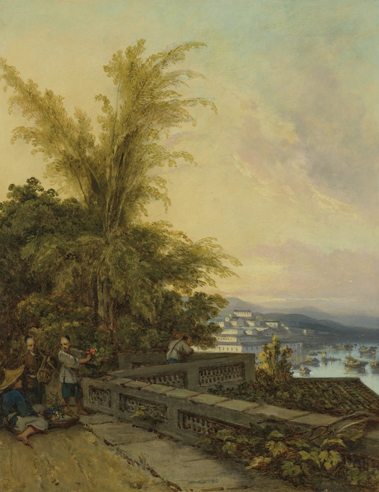A view of the inner harbour, Macau, from the Casa Gardens by George Chinnery