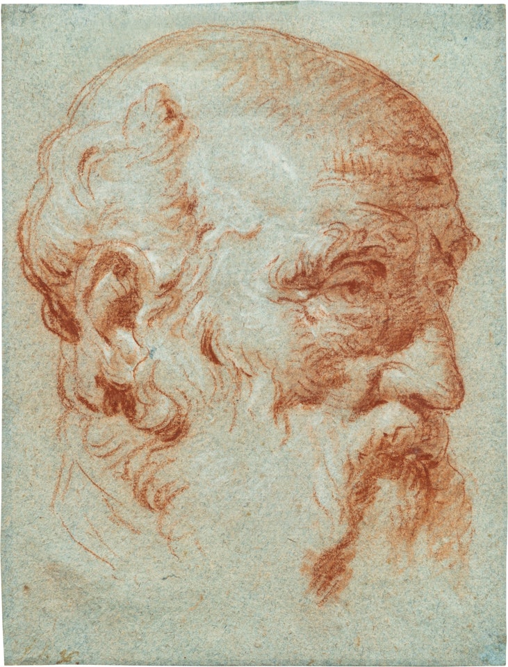 Recto: Study of the Head of Giulio Contarini, seen from the left, after the bust by Alessandro Vittoria Verso: A boy with outstretched arms (by Giovanni Domenico Tiepolo) by Giovanni Battista Tiepolo