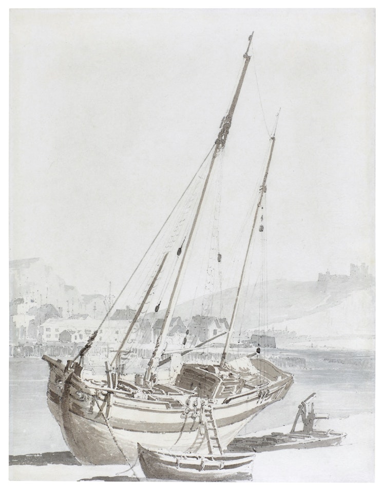A beached vessel in the Inner Harbour at Dover by Joseph Mallord William Turner