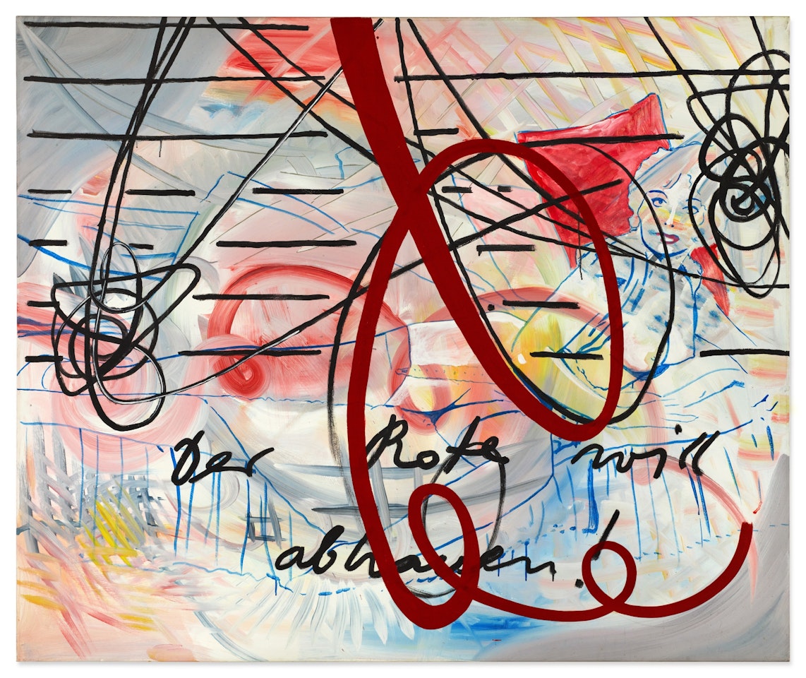 Untitled (Der Rote will abhauen) by Sigmar Polke