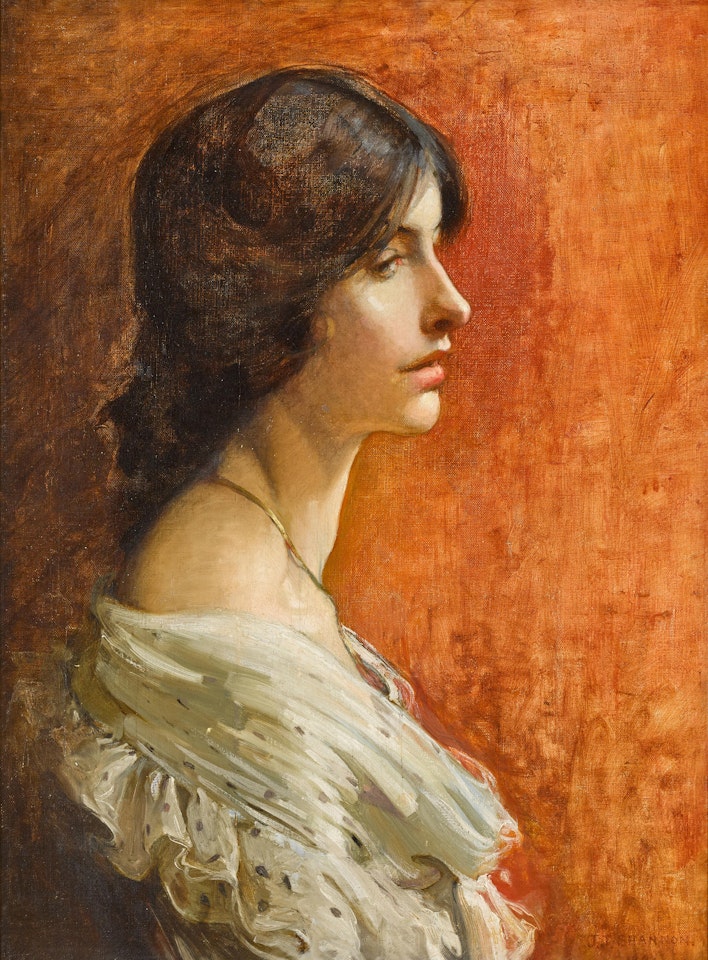 Portrait of a girl, thought to be the artist's sister-in-law, Miss Elizabeth Cartwright by James Jebusa Shannon