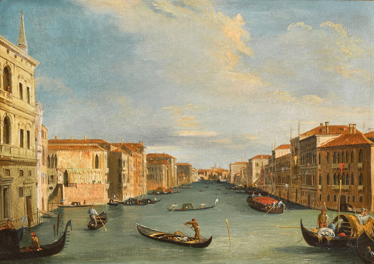 Venice, the Grand Canal from Palazzo Balbi towards the Rialto by Giuseppe Bernardino Bison