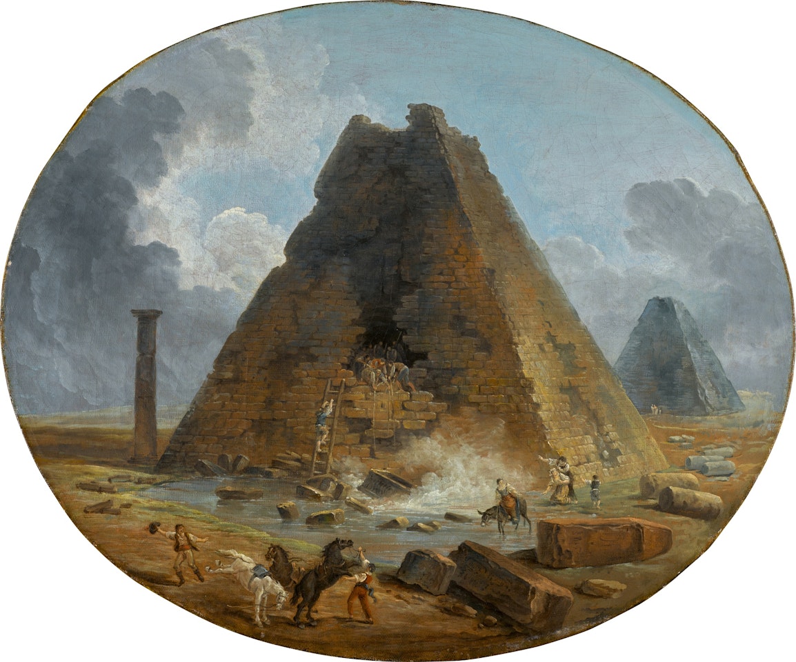 The sack of an ancient pyramid by Hubert Robert