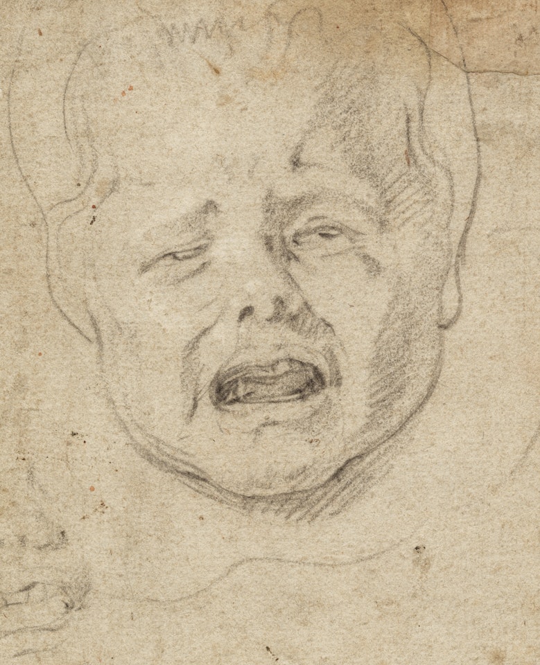 Head study of a crying girl, with a separate study of her mouth by Jacob Jordaens