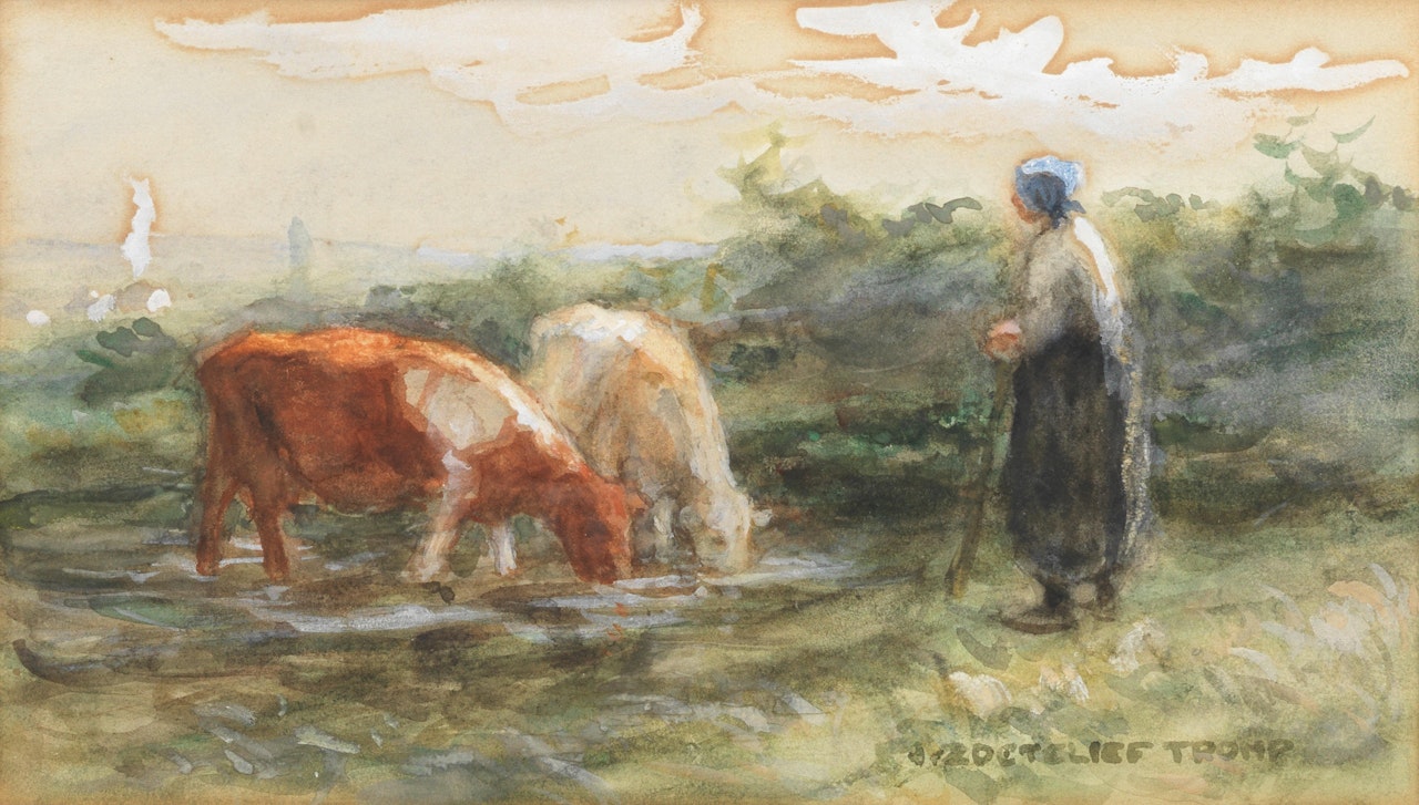 Cattle watering by Jan Zoetelief Tromp
