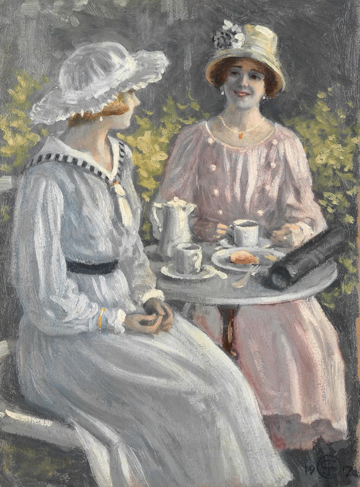 Tea in the garden by Paul Fischer