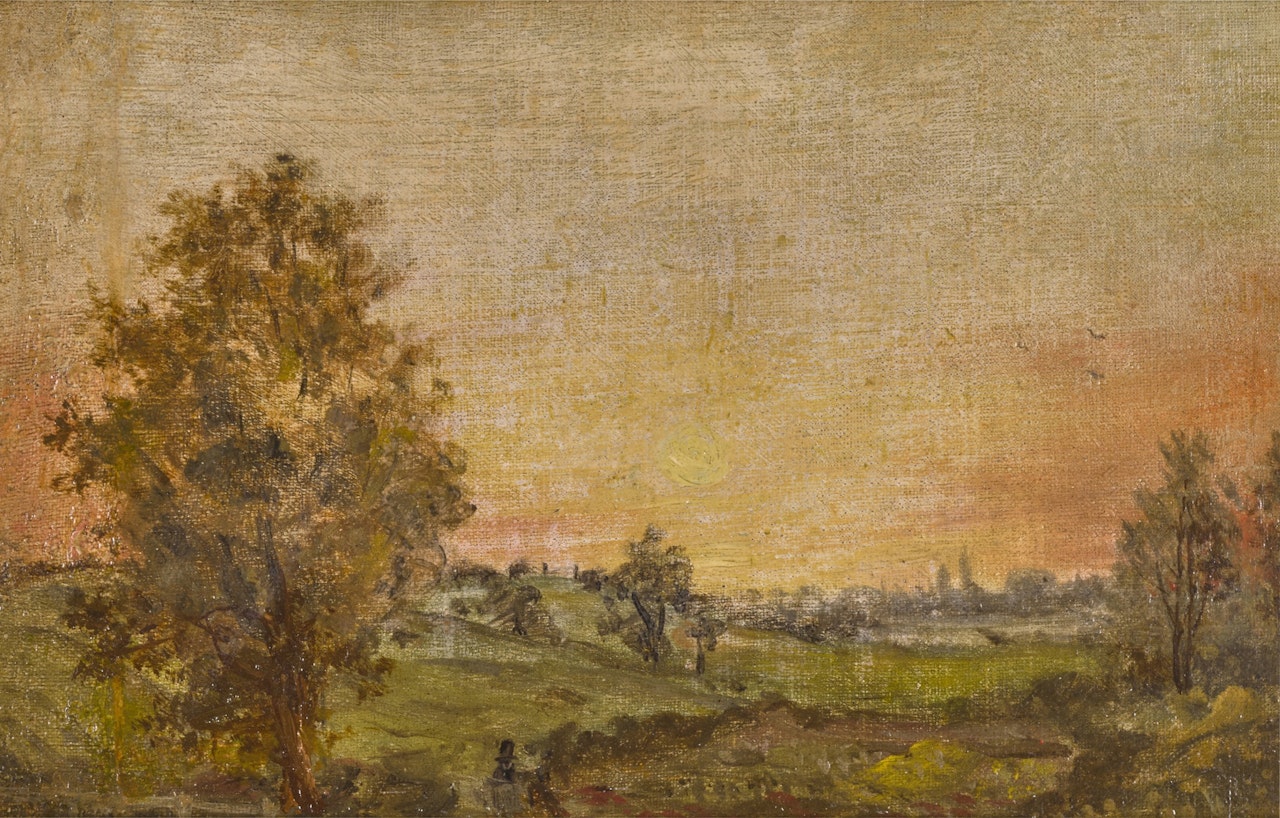 A landscape near Dedham at sunset by John Constable