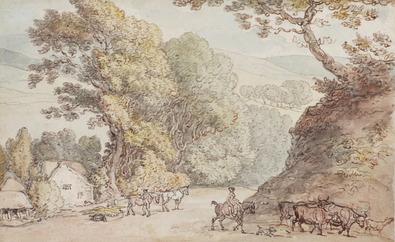 A rural landscape, possibly Cornwall by Thomas Rowlandson