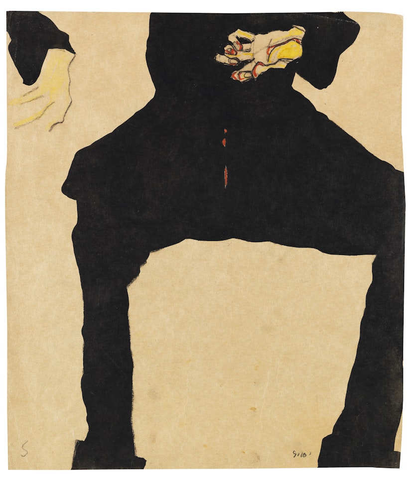 Studie eines sitzenden Mannes (Max Oppenheimer) by Egon Schiele