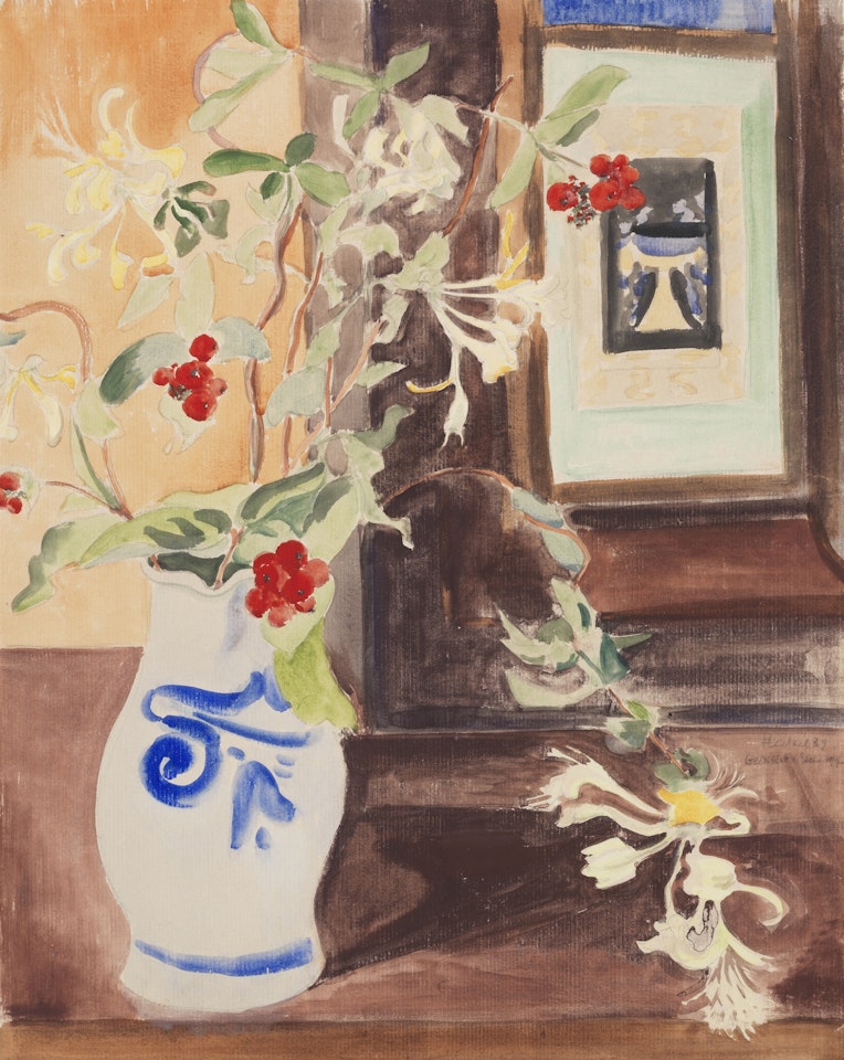 Geißblatt und Steintopf by Erich Heckel