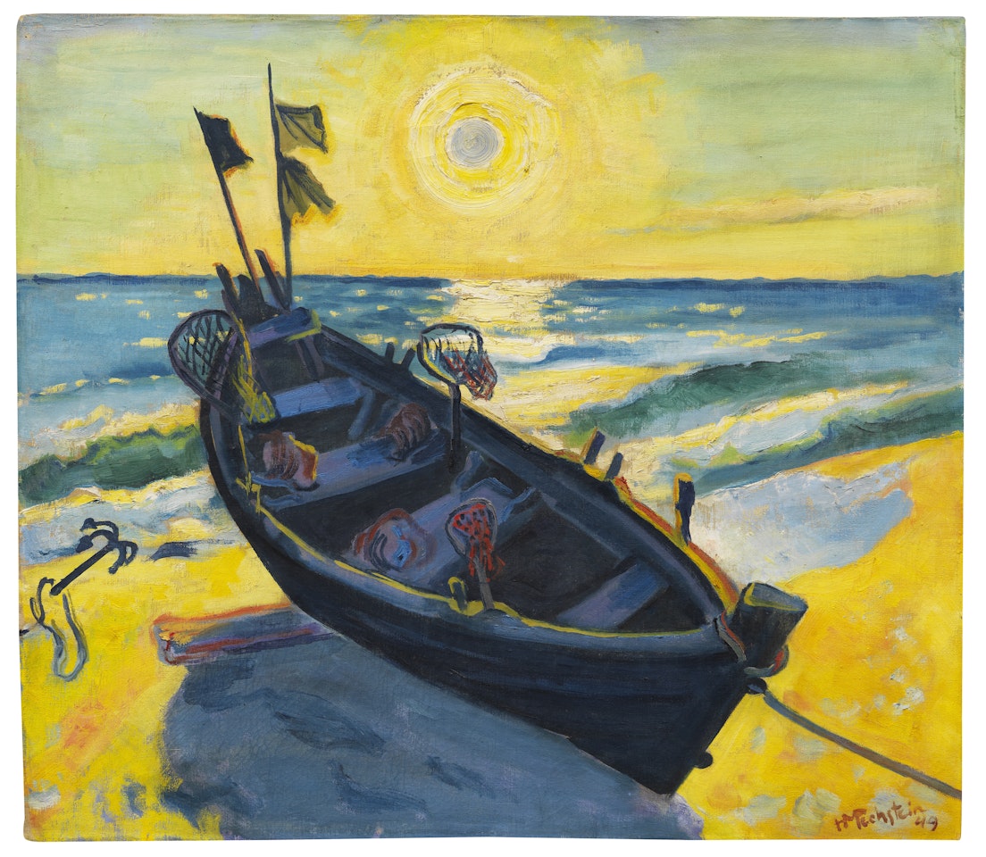 Boot bei aufgehender Sonne by Max Pechstein