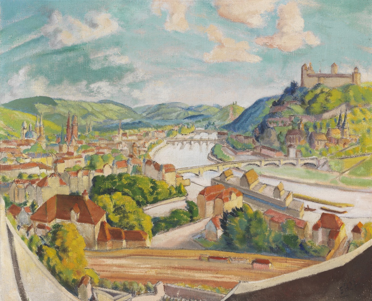 Würzburg. Landschaft mit drei Brücken by Erich Heckel