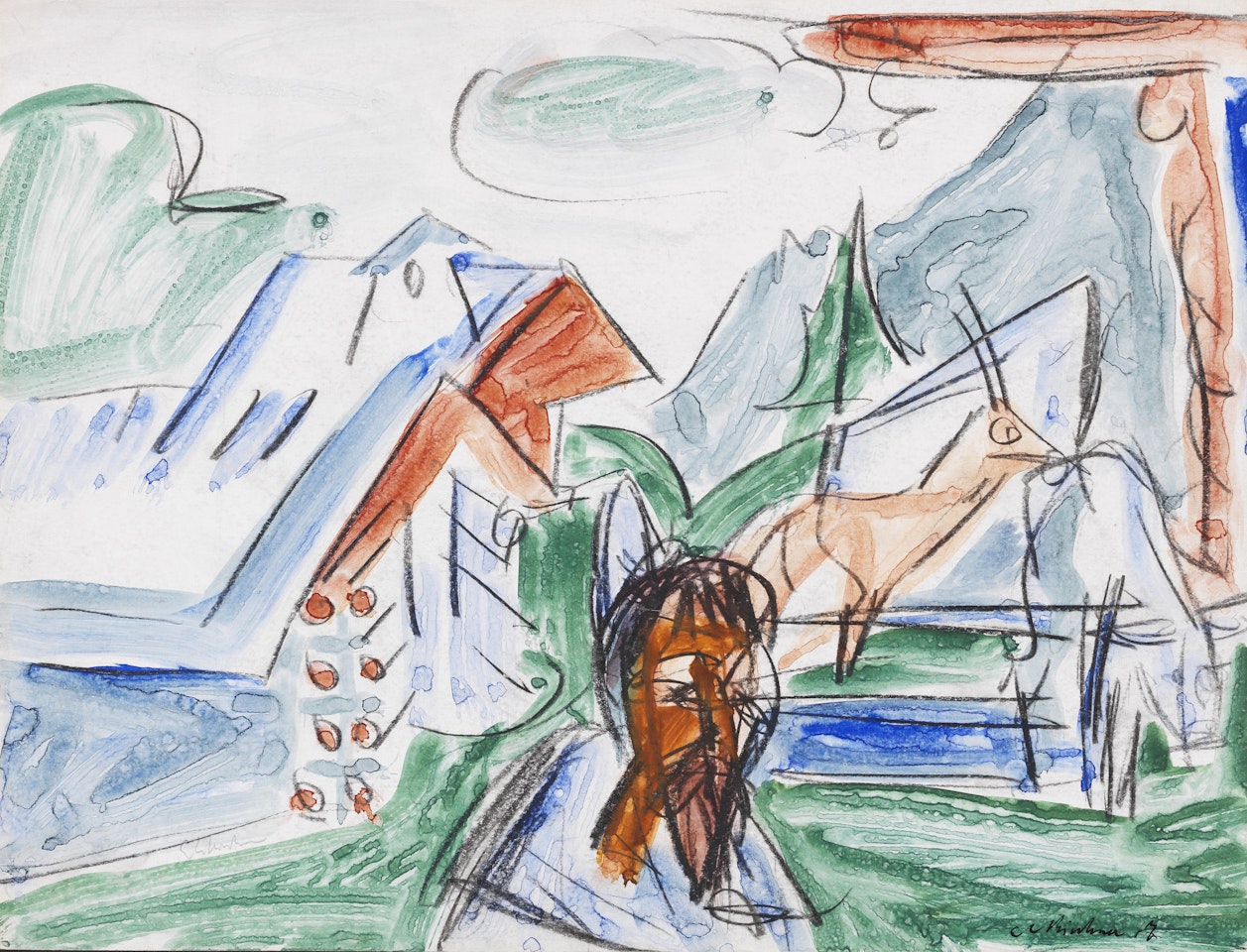 Bauer auf der Alp by Ernst Ludwig Kirchner