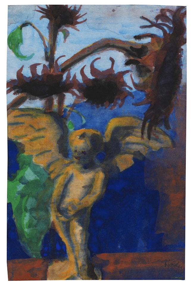 Engel vor Sonnenblumen by Emil Nolde