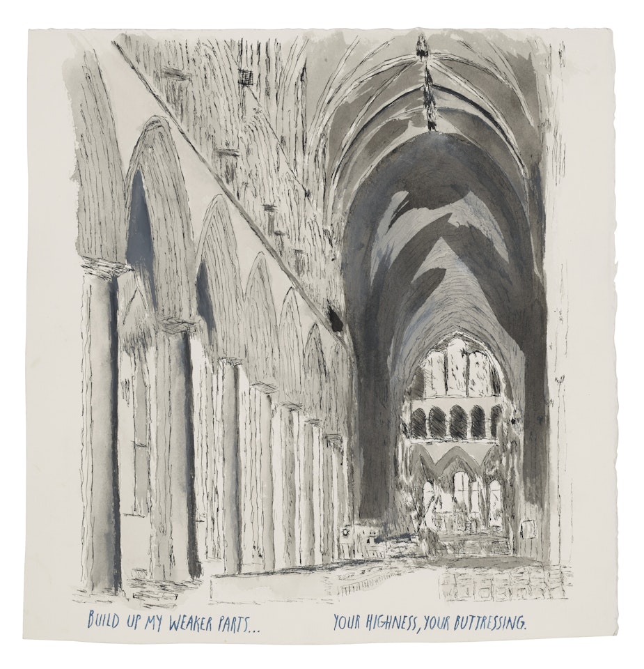 No title (Build up my weaker parts) by Raymond Pettibon