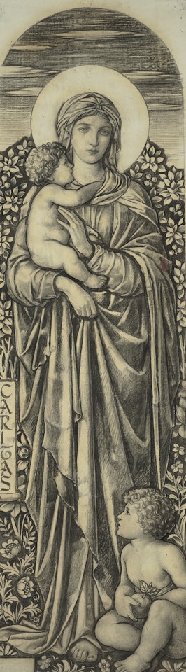 Charity, a stained glass design by English School