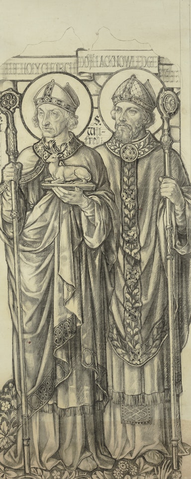 St Aiden & St Wilfred, a stained glass design by English School
