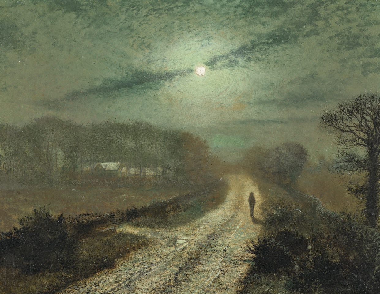 A moonlit landscape by John Atkinson Grimshaw