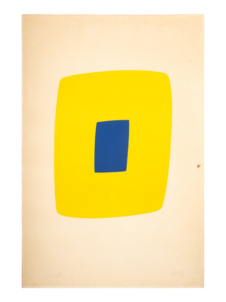 Jaune avec Bleu Foncé (Yellow with Dark Blue) (from Suite of Twenty-Seven Color Lithographs) by Ellsworth Kelly