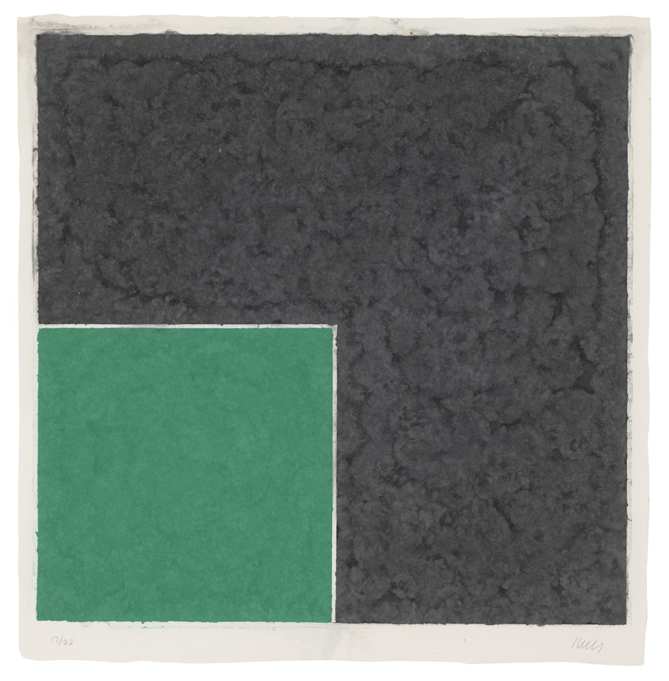 Colored Paper Image XVIII (Green Square with Dark Gray) by Ellsworth Kelly