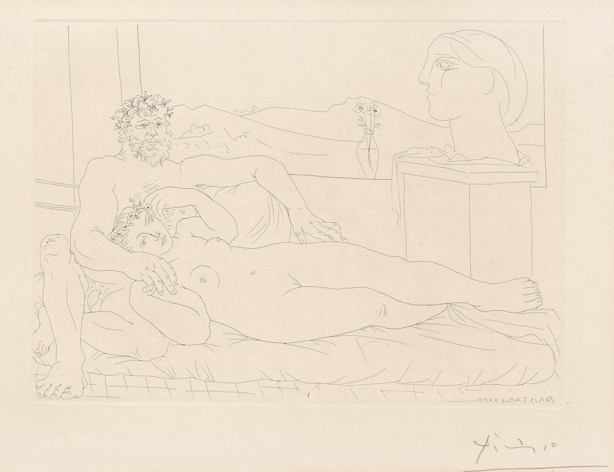 Le Repos du Sculpteur II, from La Suite Vollard (Bloch 172; Baer 325Bd) by Pablo Picasso