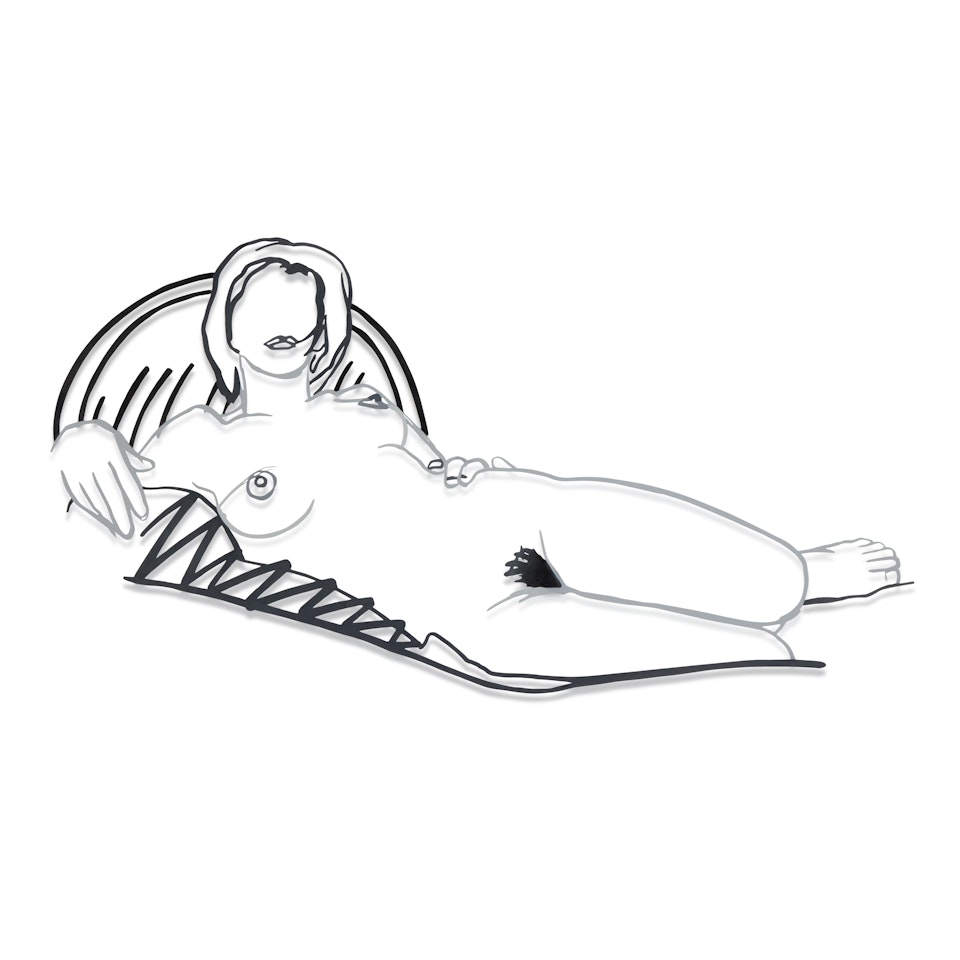 Monica Reclining on Blanket and Pillow (Gray) by Tom Wesselmann