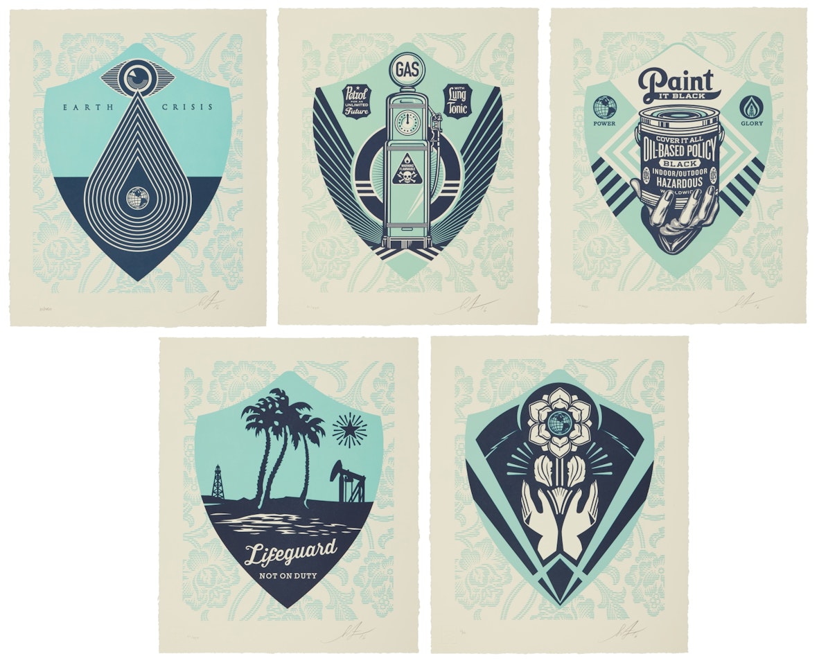 Five Letterpress Prints by Shepard Fairey